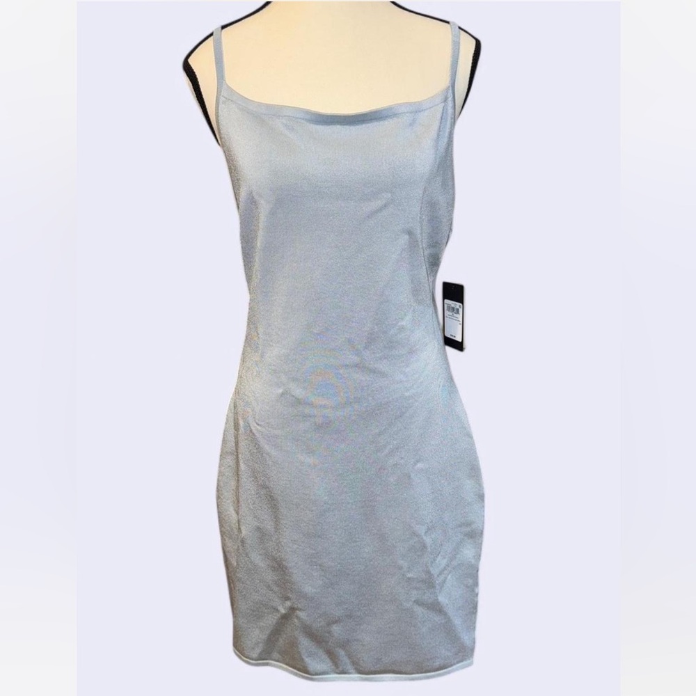 Guess Light Ice Blue Strappy Backless Slip Dress